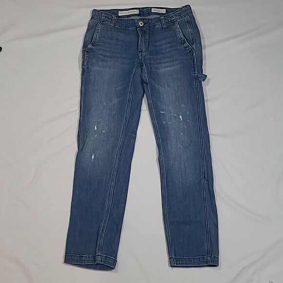 Pilcro & The Letterpress anthropologie Distressed Straight Leg Utility Sz 24x26 - Picture 1 of 14